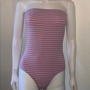 American Apparel Strapless Pastel Stripe Bodysuit
